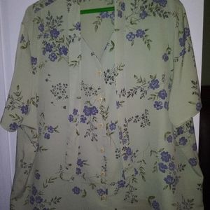 Green floral blouse